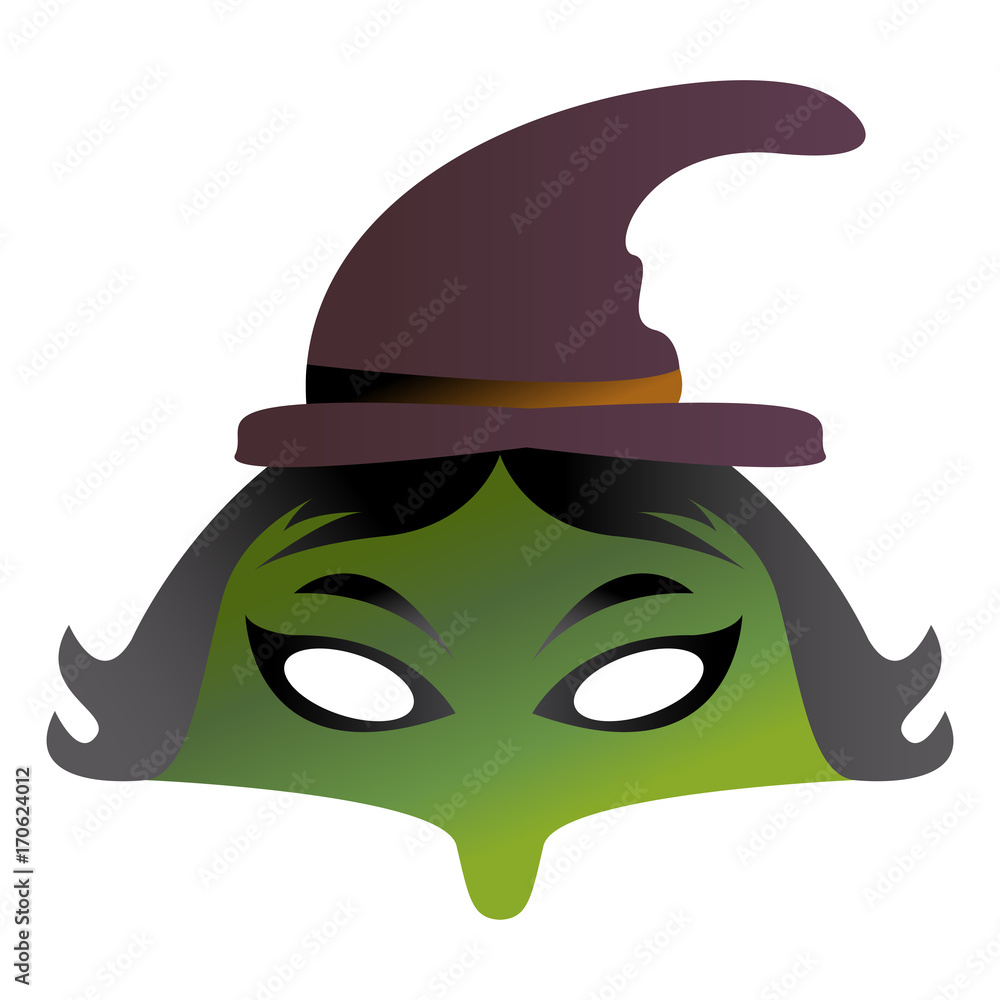 Isolated halloween witch mask on a white background, Vector illustration Isolated halloween witch mask on a white background, Vector illustration