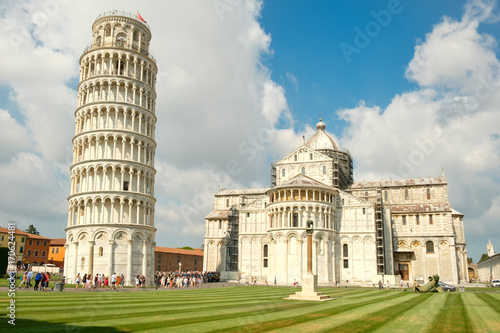 Fototapeta The Cathedral and the Leaning Tower in the city of Pisa, Italy