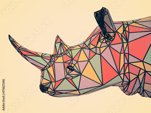 3D illustration of rhinoceros flat head