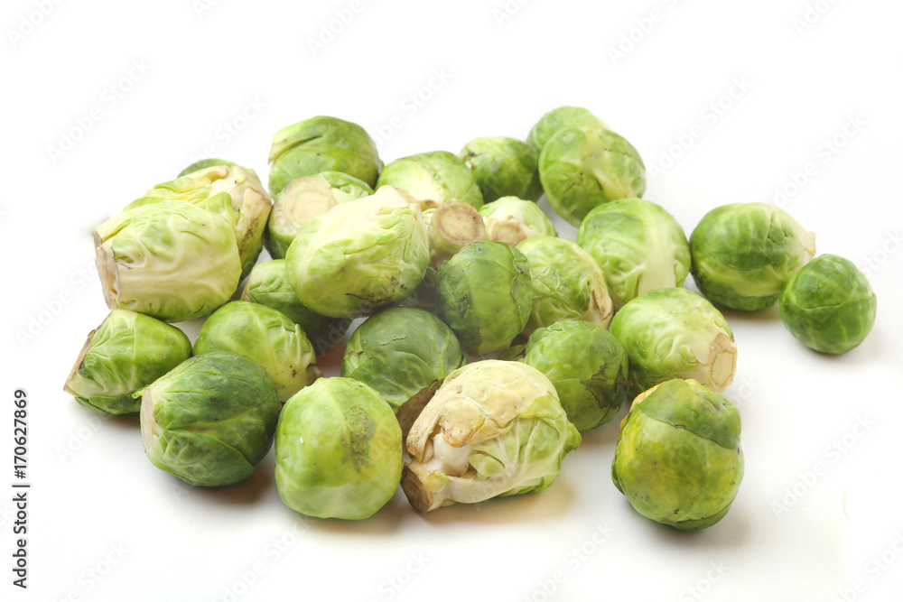 brussels sprouts on white background brussels sprouts on white background