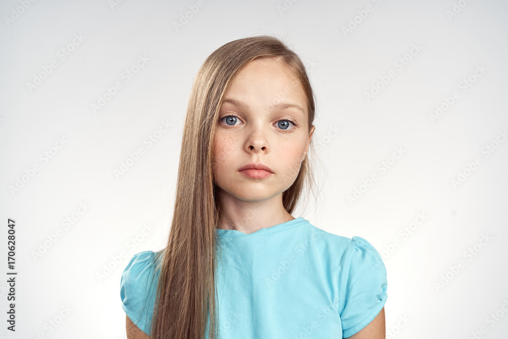 little girl with long straight hair, portrait little girl with long straight hair, portrait