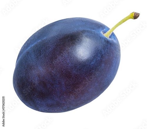 Blue plum isolated on white background