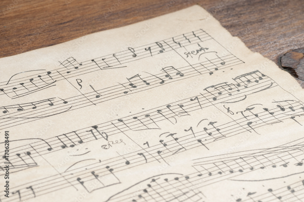 Ancient manuscript of musical notes Ancient manuscript of musical notes