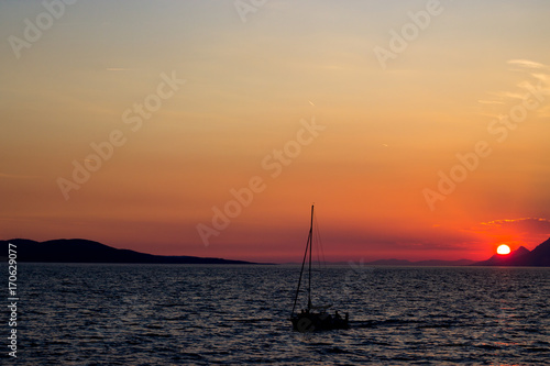 The boat in the sea in Makarska, Croatia © Nataliia
