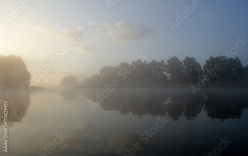 morning lake fog misty