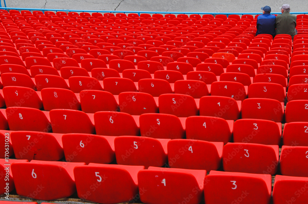 Fototapeta premium Two men of age, watching the game from the stands