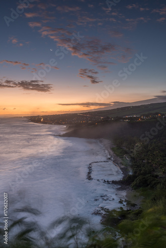 Beach of Grand Anse after Sunset, La Reunion, France