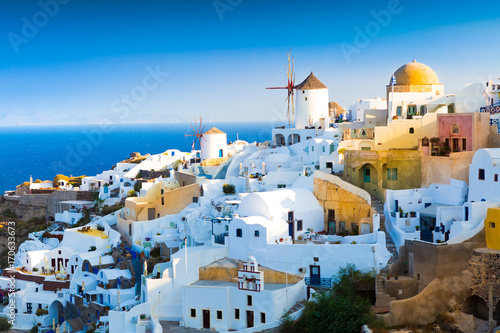 View of Oia the most beautiful village of Santorini island in Greece.