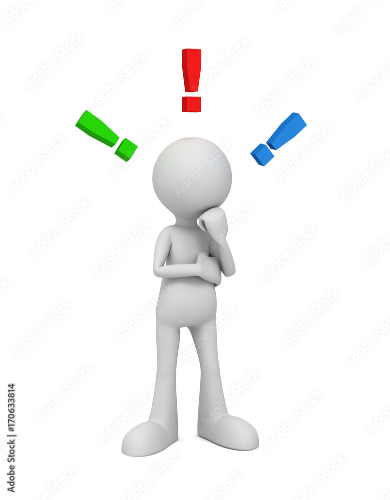 man exclamation point concept 3d illustration man exclamation point concept 3d illustration