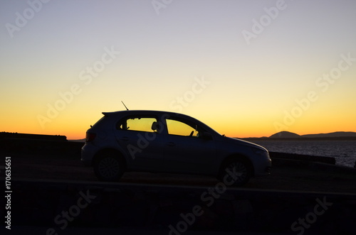 the car in the sunset 