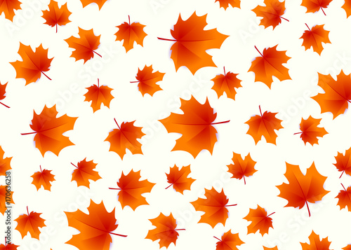 Vector illustration of autumn maple leaves seamless background