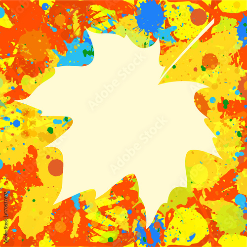Maple leaf over paint background