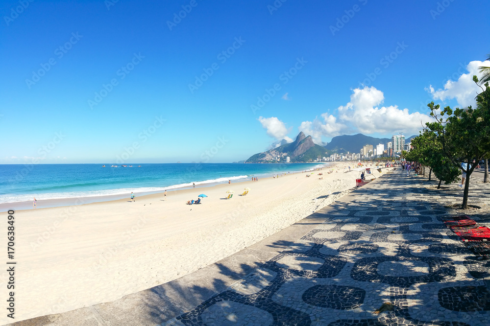 The Iconic Sidewalk Tile Pattern Of Ipanema Beach Rio De Janeiro Brazil Stock Photo Adobe Stock