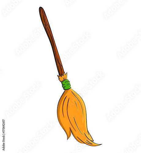 witch broom cartoon vector symbol icon design. Beautiful illustration isolated on white background