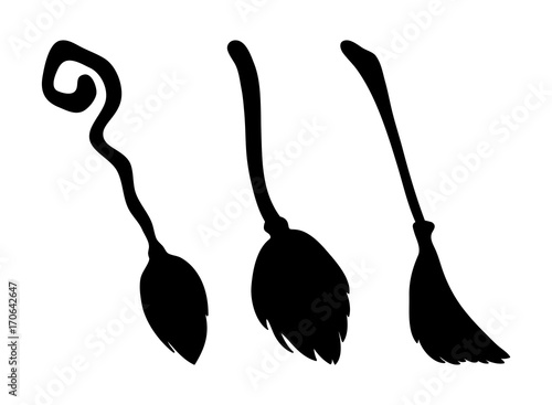 witch broom silhouette cartoon vector symbol icon design. Beautiful illustration isolated on white background