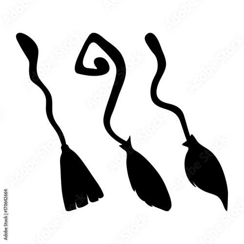witch broom silhouette cartoon vector symbol icon design. Beautiful illustration isolated on white background