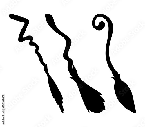witch broom silhouette cartoon vector symbol icon design. Beautiful illustration isolated on white background