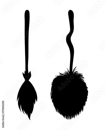 witch broom silhouette cartoon vector symbol icon design. Beautiful illustration isolated on white background