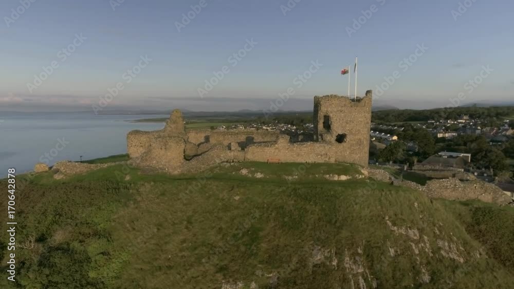 Aerial view of Criccieth castle in Wales. Aerial view of Criccieth castle in Wales.