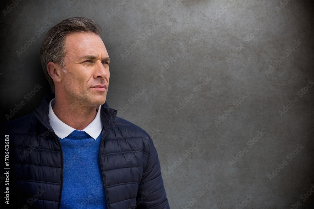 Composite image of portrait of handsome man