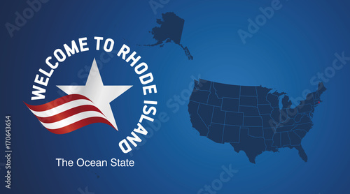 Welcome to Rhode Island USA map banner logo icon
