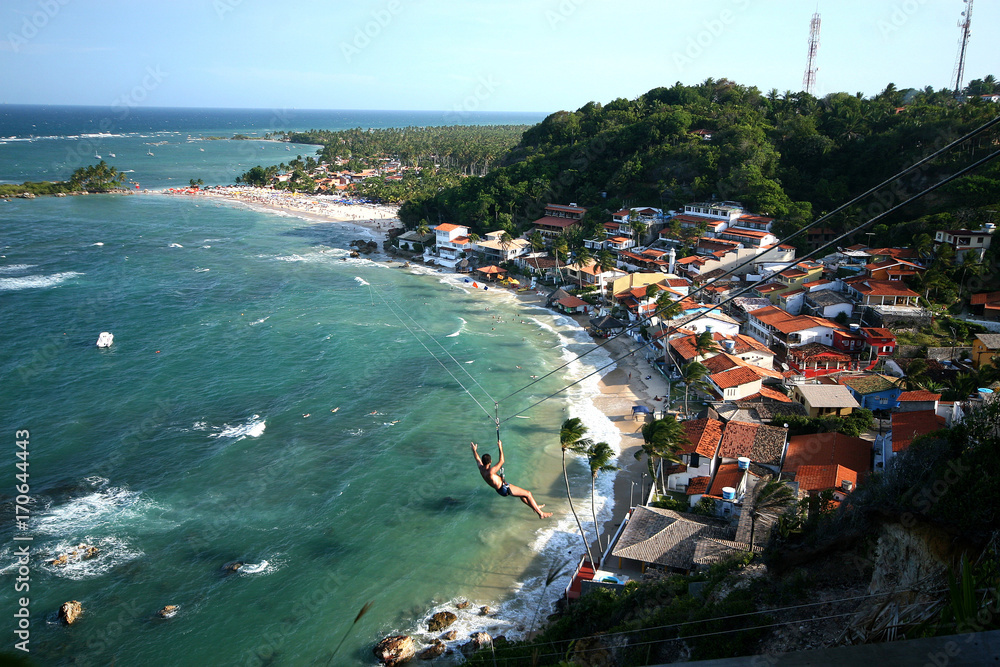 View of the first, second and third beach from the lighthouse. Morro de Sao Paulo. Brazil.