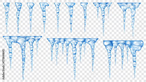 Fotografia Set of translucent icicles. Transparency only in vector file