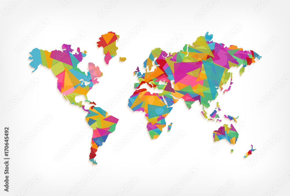 Obraz premium Colorful triangle world map concept illustration