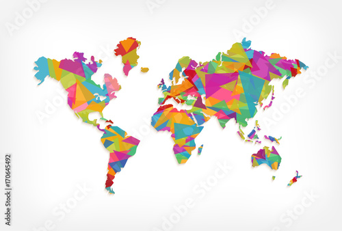 Colorful triangle world map concept illustration