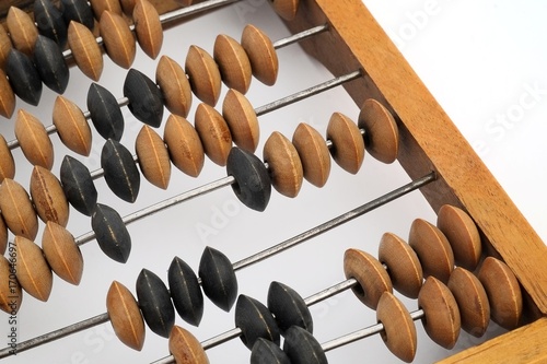 Abacus close-up isolated on white background