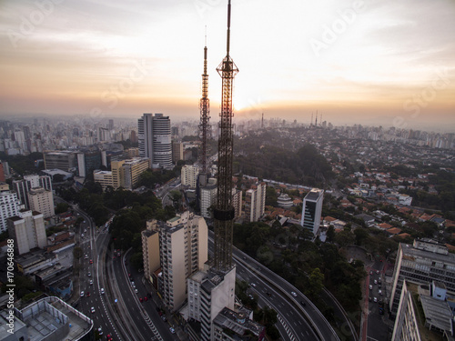Sao Paulo  Brazil  August  2017. Aerial view on Paulista Avenue  in Sao Paulo city
