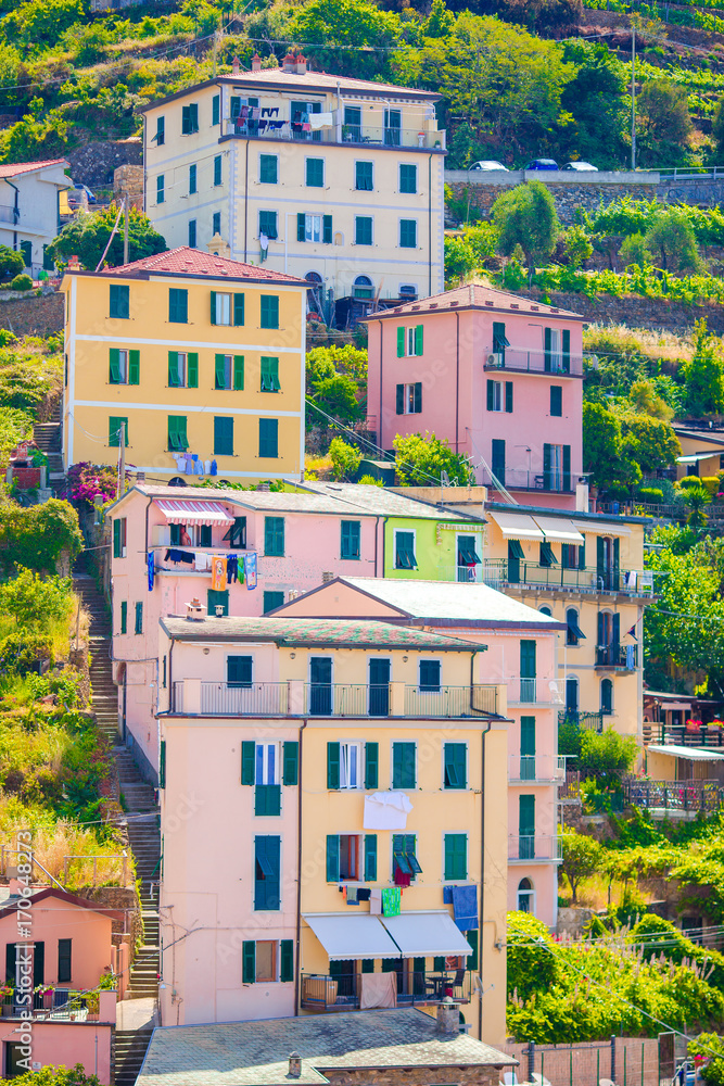 Beautiful architecture of Manrola village. Manarola is one of the most popular old village in Cinque Terre, taly Beautiful architecture of Manrola village. Manarola is one of the most popular old village in Cinque Terre, taly