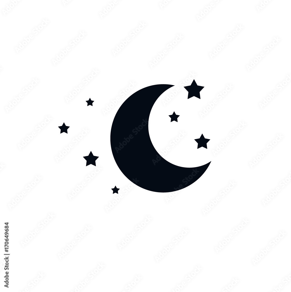 Sleep icon. Moon and stars sign
