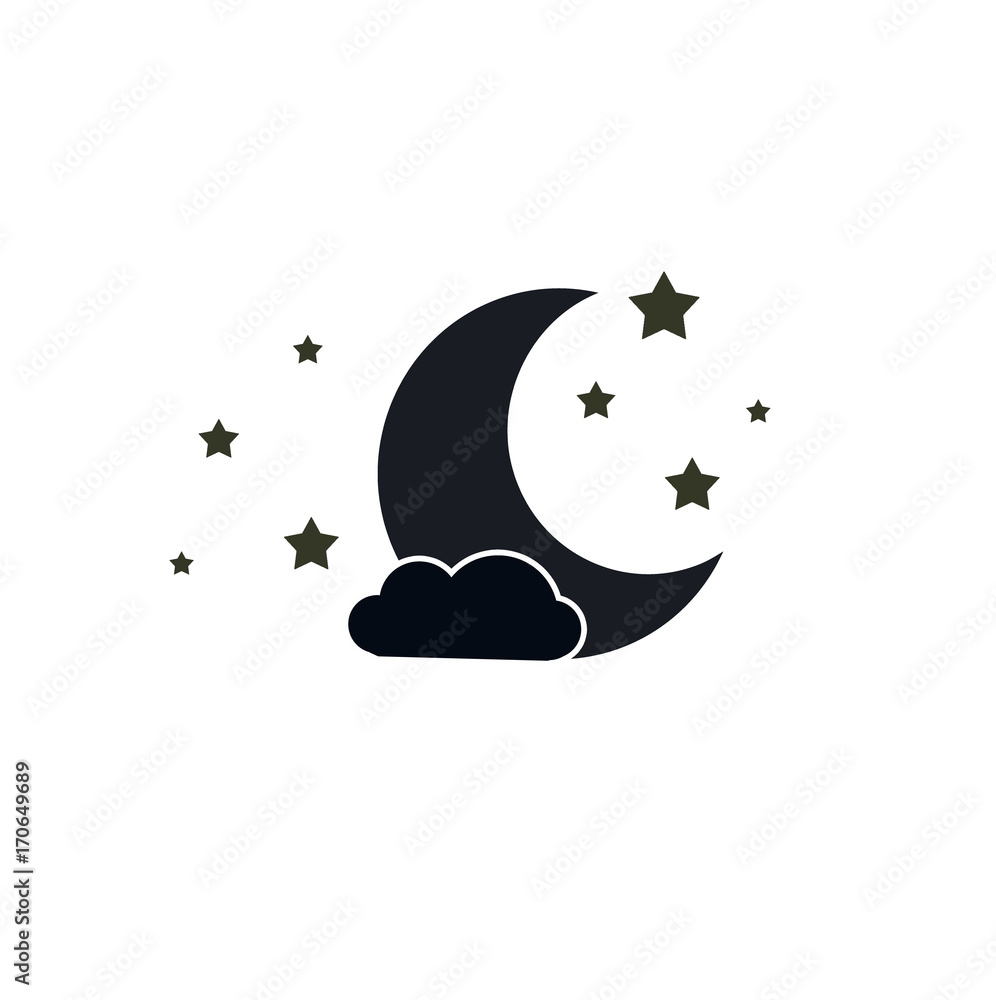 Night icon , moon , stars and cloud