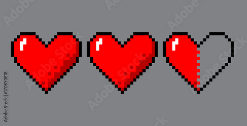 Pixel art hearts for game