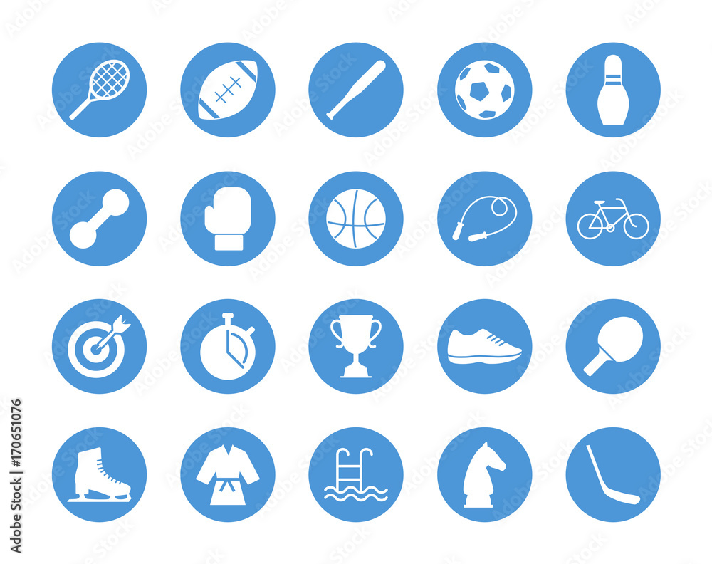 Sports circular icons set Sports circular icons set