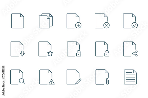 Documents set of linear icons