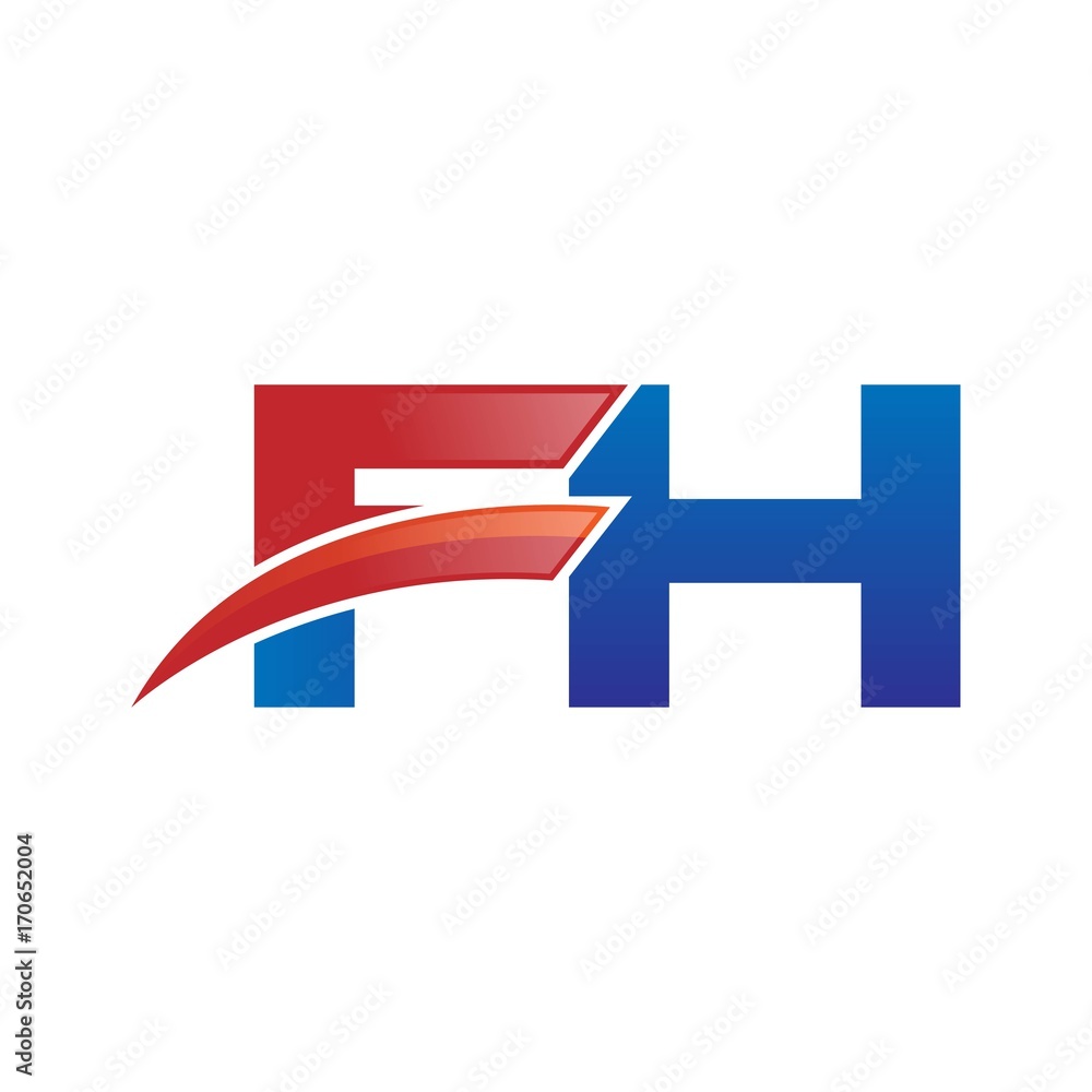 modern vector initial letters logo swoosh fh red blue modern vector initial letters logo swoosh fh red blue