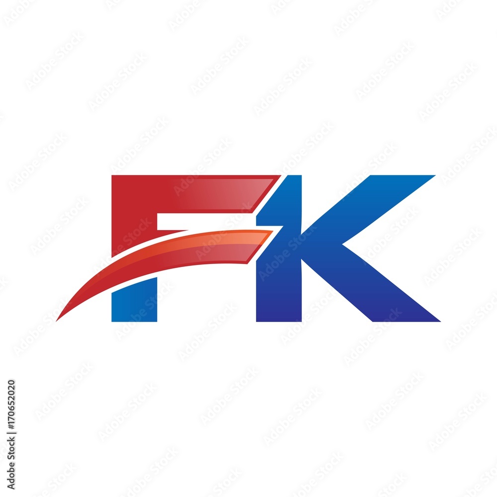 modern vector initial letters logo swoosh fk red blue modern vector initial letters logo swoosh fk red blue