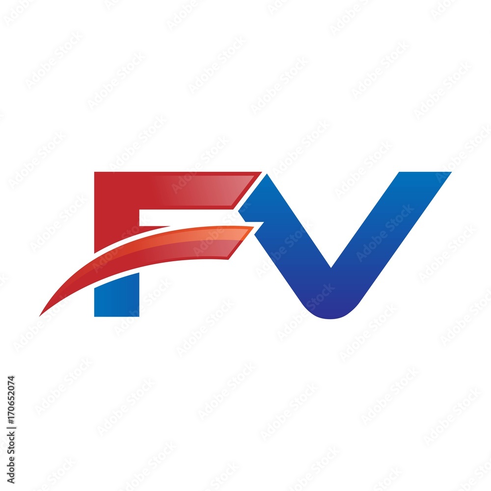 modern vector initial letters logo swoosh fv red blue modern vector initial letters logo swoosh fv red blue