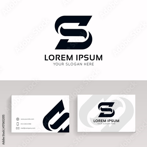 Clean S letter logo icon sign with business card.