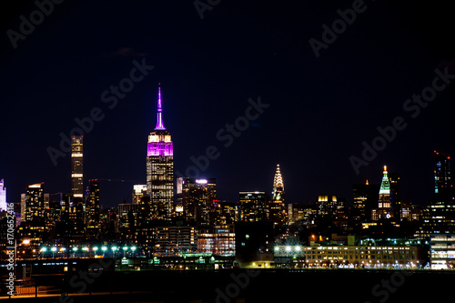 Manhattan skyline from New Jersey at night