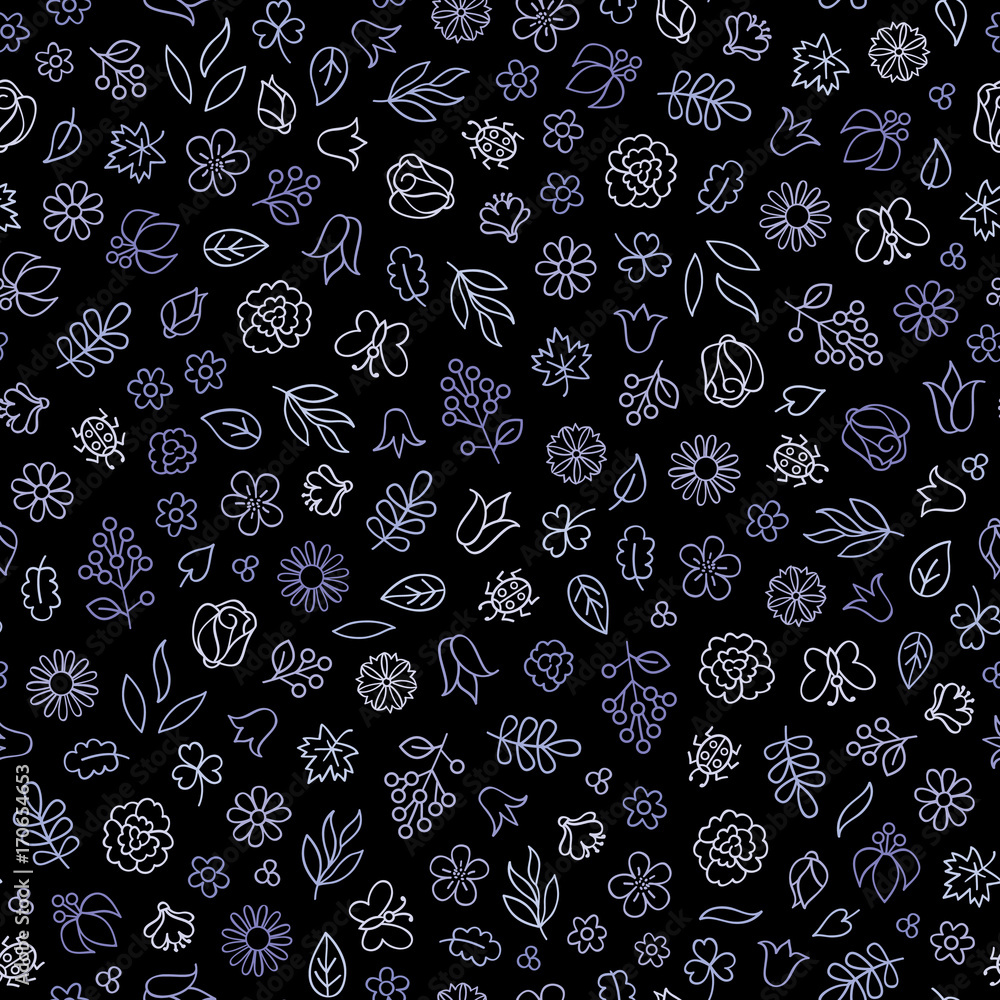 Flower icon seamless pattern. Floral leaves background. Nature decor Flower icon seamless pattern. Floral leaves background. Nature decor