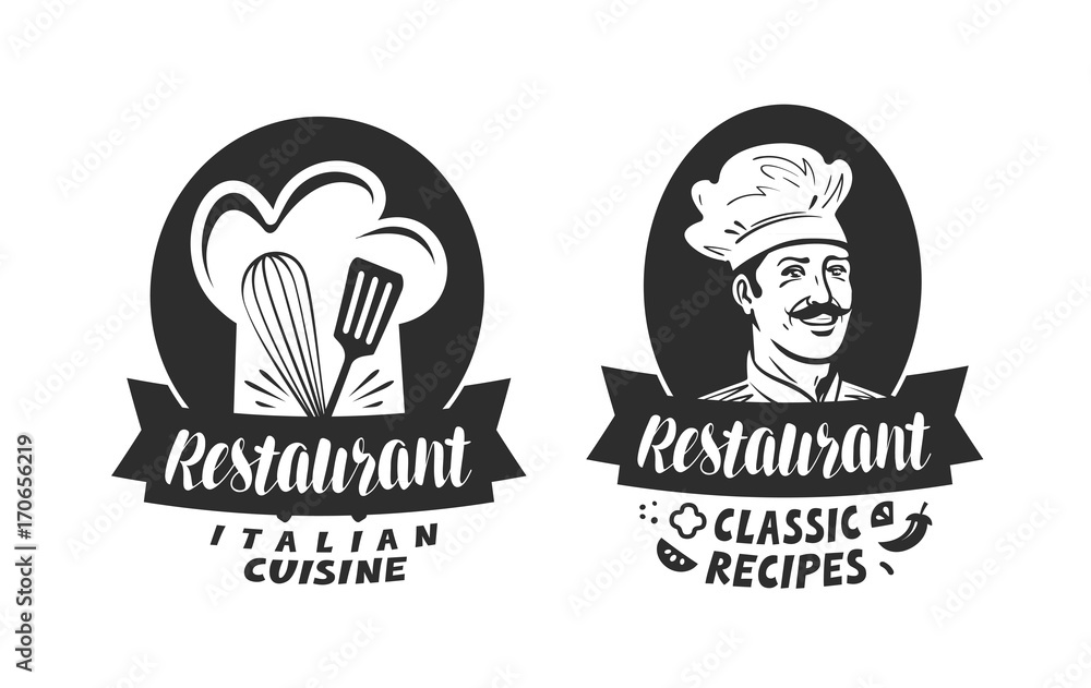Logo of restaurant. Eatery, diner, bistro label. Lettering vector illustration Logo of restaurant. Eatery, diner, bistro label. Lettering vector illustration