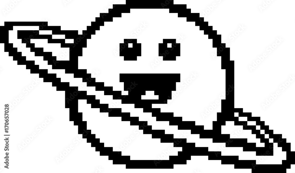 Fototapeta premium Smiling 8-Bit Cartoon Planet