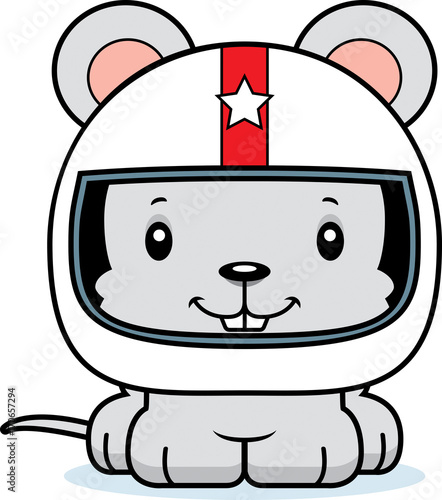 Cartoon Smiling Race Car Driver Mouse