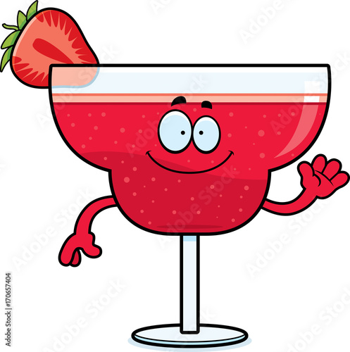 Cartoon Strawberry Daiquiri Waving