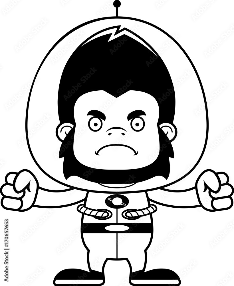 Obraz premium Cartoon Angry Spaceman Gorilla
