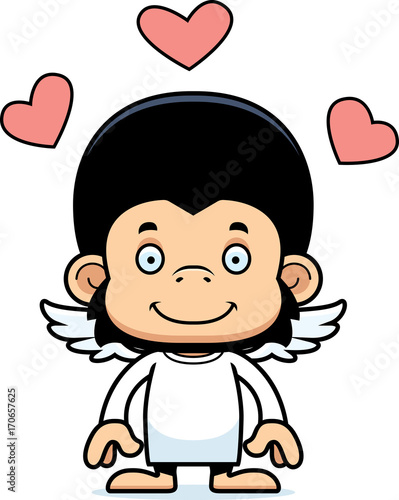 Cartoon Smiling Cupid Chimpanzee