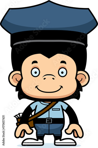 Cartoon Smiling Mail Carrier Chimpanzee